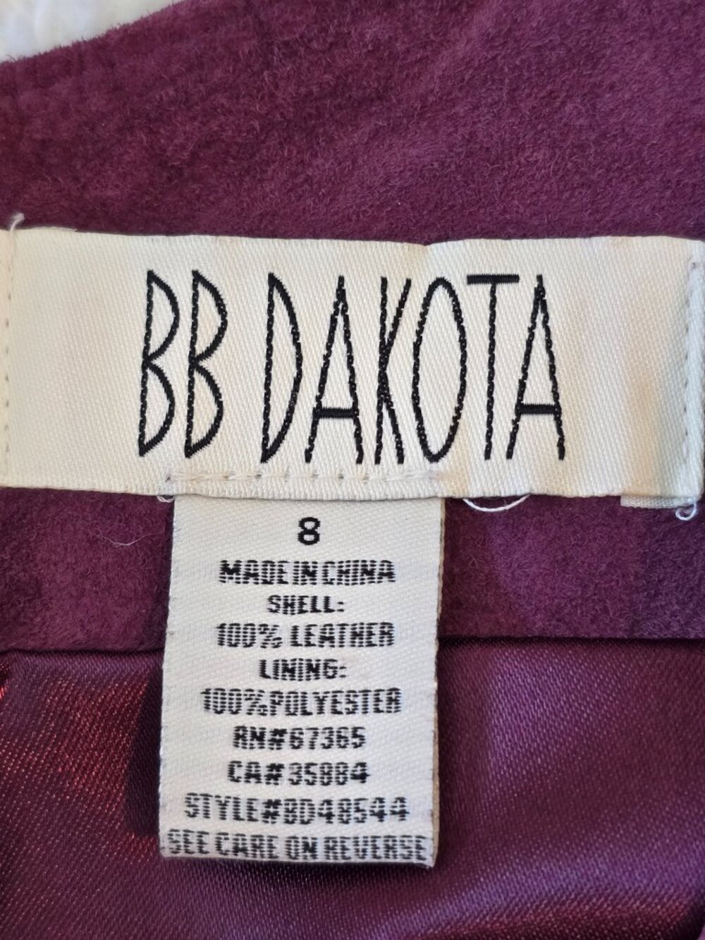 BB Dakota Vintage Style Plum 100% Suede Leather Shift Pinafore Dress Size 8 - Picture 15 of 16